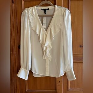 NWT   White House Black Market ecru poet’s blouse, small
